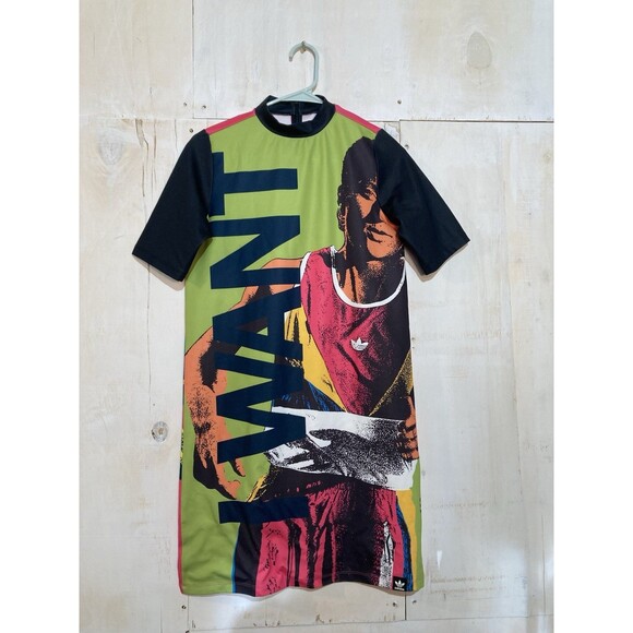 Rare Adidas Torsion Mini Dress Promo Size XS Sportswear Retro Bright Graphic - Picture 1 of 9